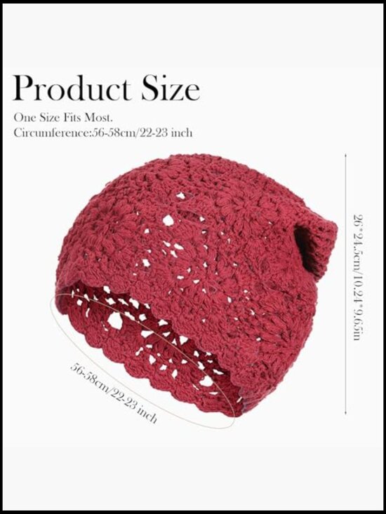 Crochet Slouchy Beanies for Women Hollow Design Lightweight Knitted Hat Summer main image 5